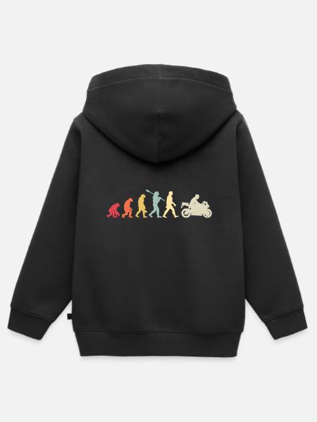 Motorcycle Evolution Vintage Superbike Biker - Kids Premium Organic Zip-up Hoodie - black