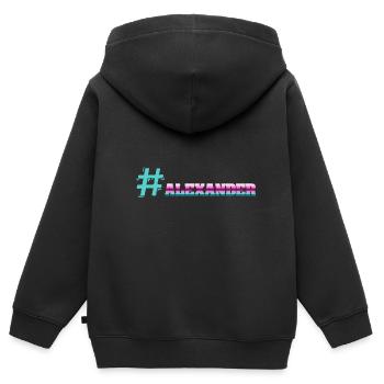 Geschenk für Alexander - Kinder Premium Organic Zip Hoodie - Schwarz - Hinten - AI Model Kid Male (0cm)