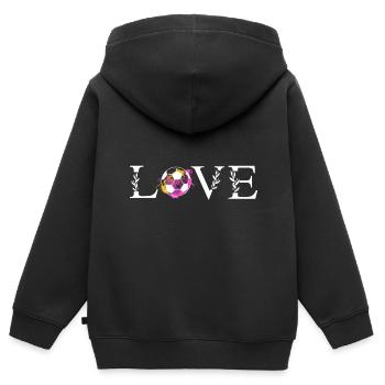 Fußball Mädchen LOVE Herzschlag Fußballerin - Kinder Premium Organic Zip Hoodie - Schwarz - Hinten - AI Model Kid Male (0cm)