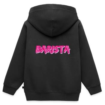 Emploi Barista - Sweat Premium à capuche zippé enfant bio - noir - Dos - AI Model Kid Male (0cm)