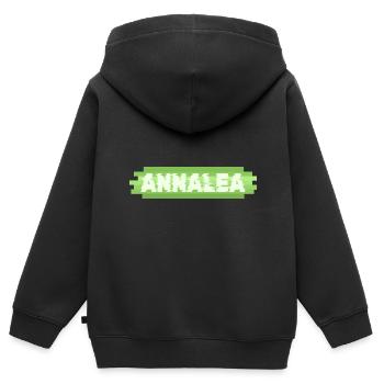 Heldin Annalea - Kinder Premium Organic Zip Hoodie - Schwarz - Hinten - AI Model Kid Male (0cm)