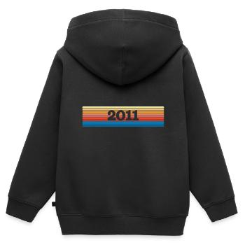 Jahr 2011 - Kinder Premium Organic Zip Hoodie - Schwarz - Hinten - AI Model Kid Male (0cm)