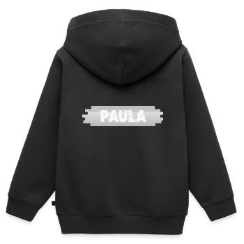 Paula als Name - Kinder Premium Organic Zip Hoodie - Schwarz - Hinten - AI Model Kid Male (0cm)