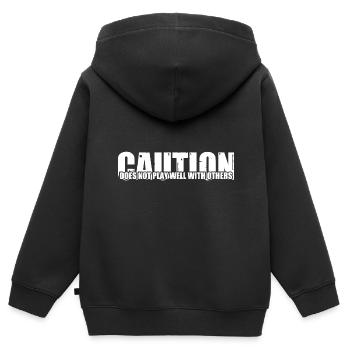 Caution Does Not Play Well With Others 69 - Kinder Premium Organic Zip Hoodie - Schwarz - Hinten - AI Model Kid Male (0cm)