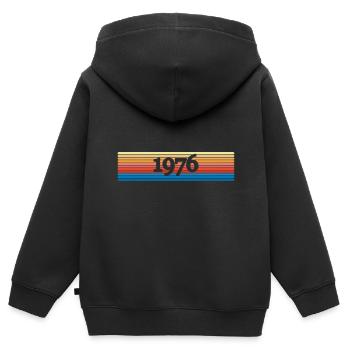 1976 1976 - Sweat Premium à capuche zippé enfant bio - noir - Dos - AI Model Kid Male (0cm)