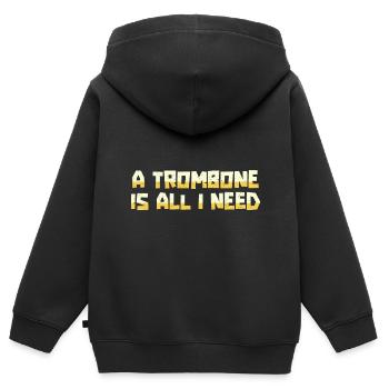 Trombone - Sweat Premium à capuche zippé enfant bio - noir - Dos - AI Model Kid Male (0cm)