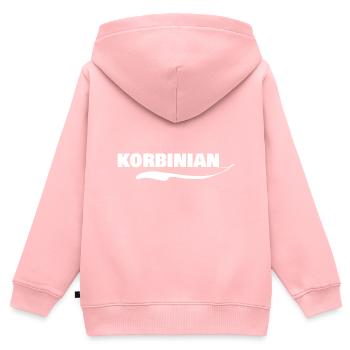 First name korbinian - Kids Premium Organic Zip-up Hoodie - rose - Back - AI Model Kid Female (0cm)