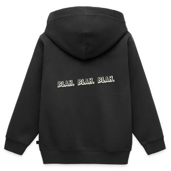 Blahblahblah Blablabla Blah Bla blabla Geschwätz - Sweat Premium à capuche zippé enfant bio - noir - Dos - AI Model Kid Male (0cm)