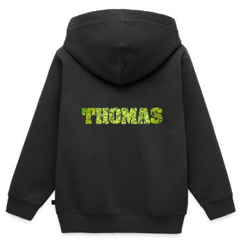 Gift for Thomas - Kids Premium Organic Zip-up Hoodie - black - Back - AI Model Kid Male (0cm)