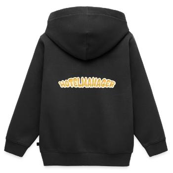 Emploi Directeur d’hôtel - Sweat Premium à capuche zippé enfant bio - noir - Dos - AI Model Kid Male (0cm)