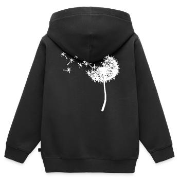 Pusteblume Weiß - Kinder Premium Organic Zip Hoodie - Schwarz - Hinten - AI Model Kid Male (0cm)