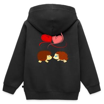 Igel - Liebe überwindet Stacheln - Comicstyle - Kinder Premium Organic Zip Hoodie - Schwarz - Hinten - AI Model Kid Male (0cm)