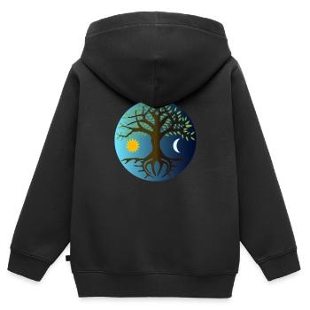 Yggdrasyl Weltenbaum Weltenesche Mimameid Lärad - Kinder Premium Organic Zip Hoodie - Schwarz - Hinten - AI Model Kid Male (0cm)