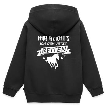 Reiten Reitsport Reitersprüche Reiterin Pferde - Kinder Premium Organic Zip Hoodie - Schwarz - Hinten - AI Model Kid Male (0cm)