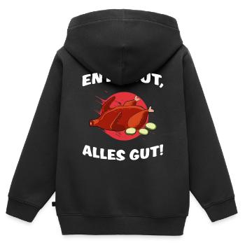 Broiler "Ente gut alles gut" Brathähnchen Ente - Kinder Premium Organic Zip Hoodie - Schwarz - Hinten - AI Model Kid Male (0cm)