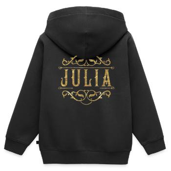 Julia gold - Kinder Premium Organic Zip Hoodie - Schwarz - Hinten - AI Model Kid Male (0cm)