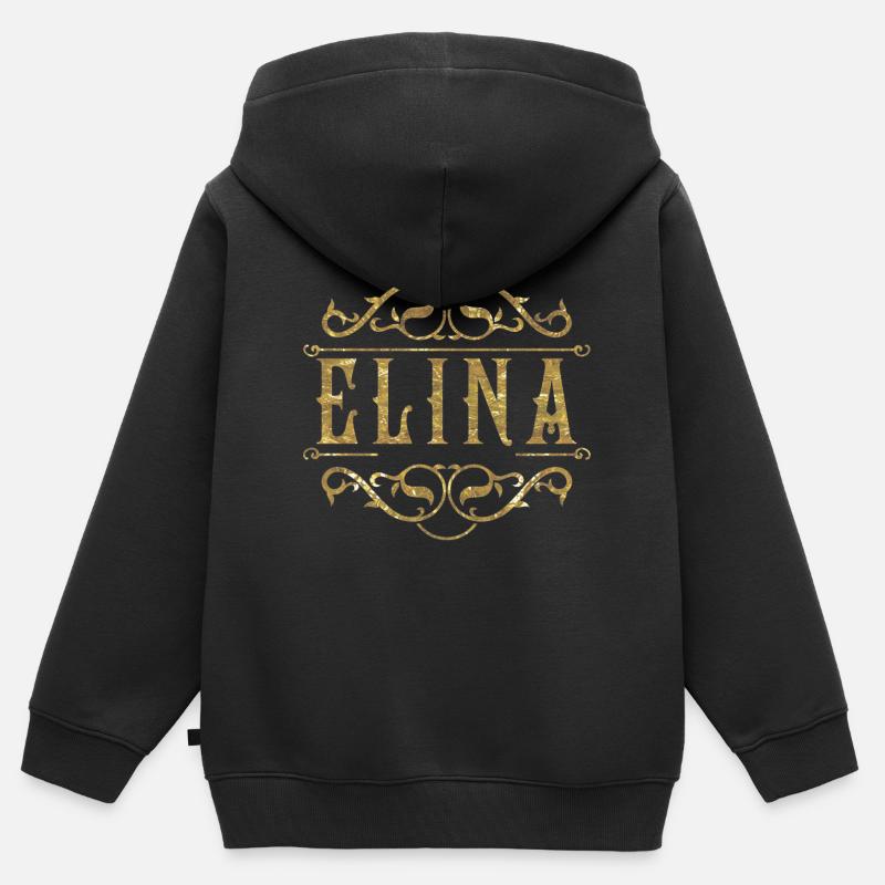 Elina oro - Felpa Premium con cappuccio con zip bambino bio - nero