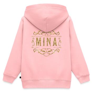 Mina or - Sweat Premium à capuche zippé enfant bio - rose - Dos - AI Model Kid Female (0cm)