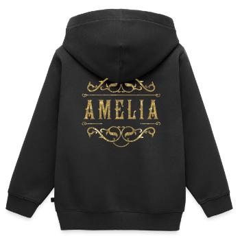 Amelia gold - Kinder Premium Organic Zip Hoodie - Schwarz - Hinten - AI Model Kid Male (0cm)