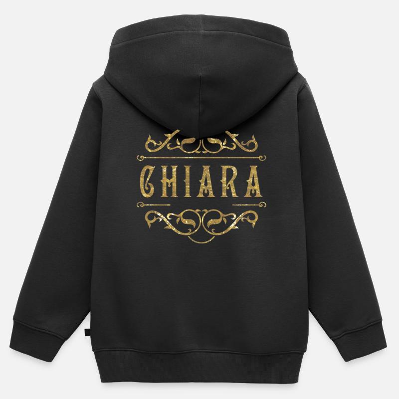 Chiara oro - Felpa Premium con cappuccio con zip bambino bio - nero