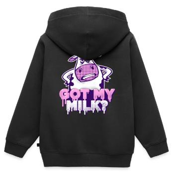 Hast du meine Milch? - Kinder Premium Organic Zip Hoodie - Schwarz - Hinten - AI Model Kid Male (0cm)