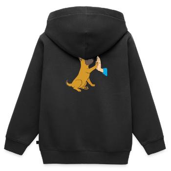 Malinois Welpe - Kinder Premium Organic Zip Hoodie - Schwarz - Hinten - AI Model Kid Male (0cm)