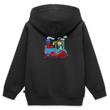 Dampflok Kinder - Kinder Premium Organic Zip Hoodie - Schwarz - Hinten - AI Model Kid Male (0cm)