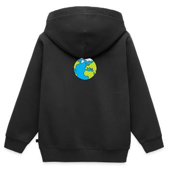 Erdkugel - Weltkugel Zeichnung - Kinder Premium Organic Zip Hoodie - Schwarz - Hinten - AI Model Kid Male (0cm)