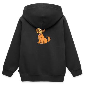 Dog children drawing - Kids Premium Organic Zip-up Hoodie - black - Back - AI Model Kid Male (0cm)