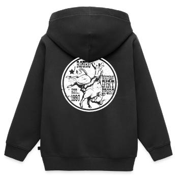 Cowboy de rodéo équitation taureau western lasso cadeau - Sweat Premium à capuche zippé enfant bio - noir - Dos - AI Model Kid Male (0cm)