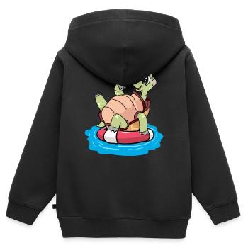 Schildkröte Seenot Schwimmring Ahoi Kind - Kinder Premium Organic Zip Hoodie - Schwarz - Hinten - AI Model Kid Male (0cm)