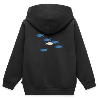 Be different! - Kinder Premium Organic Zip Hoodie - Schwarz - Hinten - AI Model Kid Male (0cm)