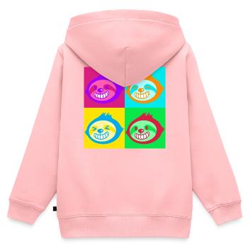 Faules Pop-Art-Porträt - Kinder Premium Organic Zip Hoodie - Rosa - Hinten - AI Model Kid Female (0cm)