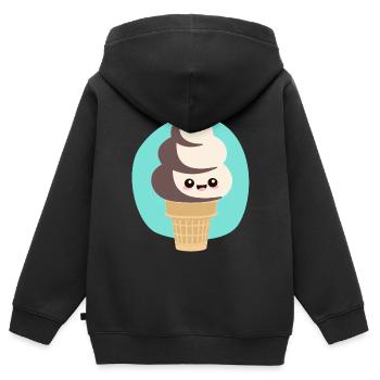 süßes Softeis Sommer Kawaii - Kinder Premium Organic Zip Hoodie - Schwarz - Hinten - AI Model Kid Male (0cm)