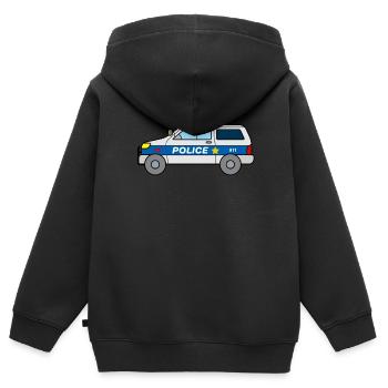 voiture de police - Sweat Premium à capuche zippé enfant bio - noir - Dos - AI Model Kid Male (0cm)