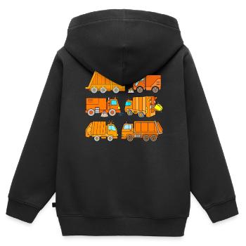 Müllmann véhicules de ramassage des ordures enfants - Sweat Premium à capuche zippé enfant bio - noir - Dos - AI Model Kid Male (0cm)