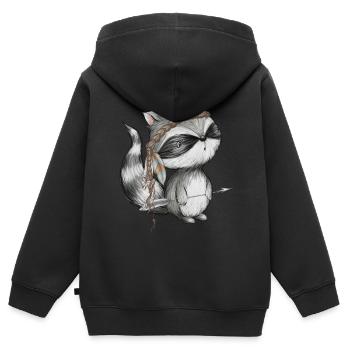 Waschbear Racoon Woodland Waldtiere Forest - Sweat Premium à capuche zippé enfant bio - noir - Dos - AI Model Kid Male (0cm)