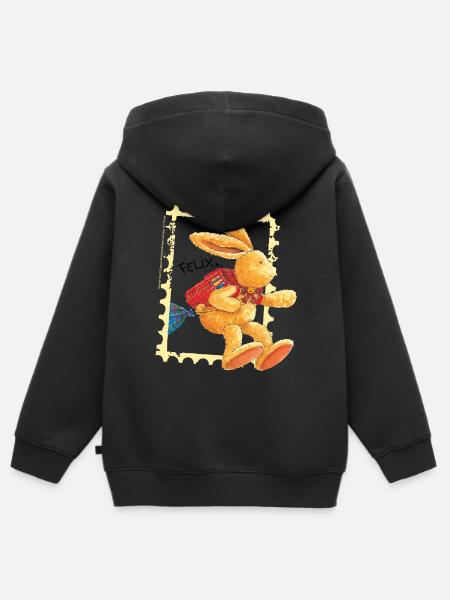 Felix huepft mit Schulranzen - Kinder Premium Organic Zip Hoodie -