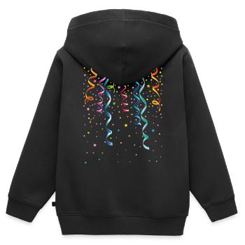 Banderoles colorées avec des confettis. - Sweat Premium à capuche zippé enfant bio - noir - Dos - AI Model Kid Male (0cm)