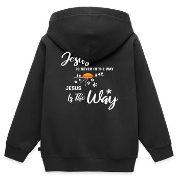 Jesus Is Never In The Way. Jesus is the way. - Kids Premium Organic Zip-up Hoodie - black - Back - AI Model Kid Male (0cm)