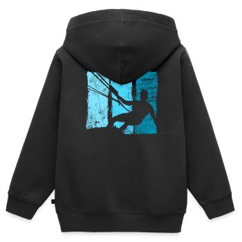 Kiteboard - Kinder Premium Organic Zip Hoodie - Schwarz - Hinten - AI Model Kid Male (0cm)