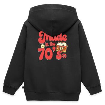 Made in the 70 s - Siebziger Hippie Retro - Kinder Premium Organic Zip Hoodie - Schwarz - Hinten - AI Model Kid Male (0cm)