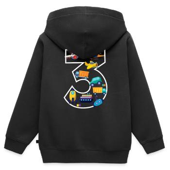 3 Jahre alt - 3. Geburtstag - Kinder Premium Organic Zip Hoodie - Schwarz - Hinten - AI Model Kid Male (0cm)