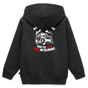 Mit meinem Wagen gibt es kein Ende im Gelände! - Kinder Premium Organic Zip Hoodie - Schwarz - Hinten - AI Model Kid Male (0cm)