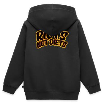 Riots not Diets - Kids Premium Organic Zip-up Hoodie - black - Back - AI Model Kid Male (0cm)