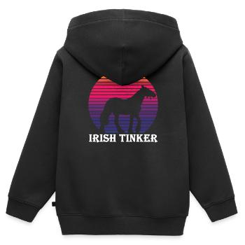 Irish Tinker - Horse in Retro Style - Kids Premium Organic Zip-up Hoodie - black - Back - AI Model Kid Male (0cm)