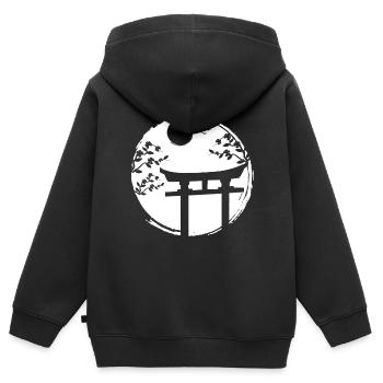 Temple du soleil japonais Japon - Sweat Premium à capuche zippé enfant bio - noir - Dos - AI Model Kid Male (0cm)