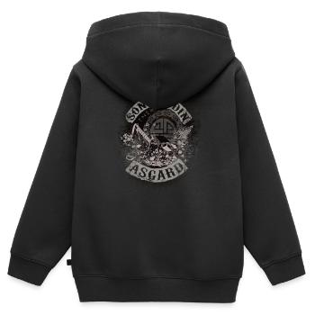 Fils d'Odin Asgard Thor Viking cadeau motard - Sweat Premium à capuche zippé enfant bio - noir - Dos - AI Model Kid Male (0cm)