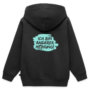 Ich bin anderer Meinung! - Kinder Premium Organic Zip Hoodie - Schwarz - Hinten - AI Model Kid Male (0cm)