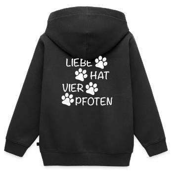 Liebe hat vier Pfoten - Kinder Premium Organic Zip Hoodie - Schwarz - Hinten - AI Model Kid Male (0cm)